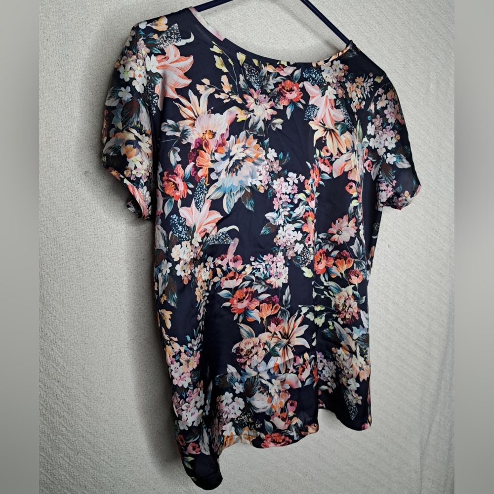 Mango Floral Short Sleeve Top - Multicolor